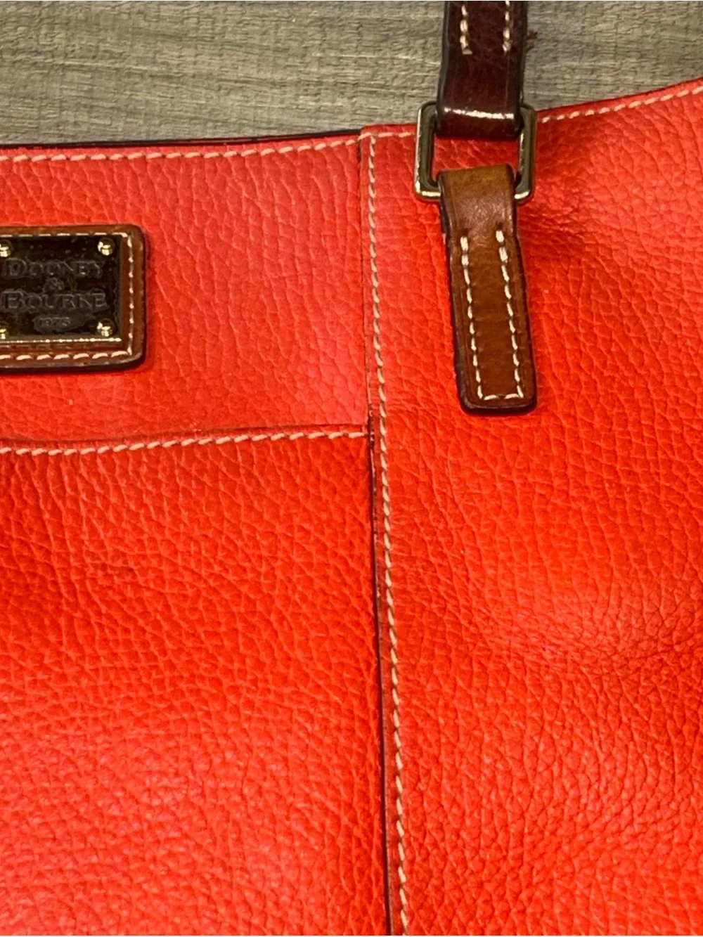 Dooney & Bourke Lexington Pebble Leather Shoulder Bag Purse Orange Small Vintage